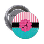 Monogram pink stripes turquoise diamonds