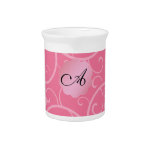 Monogram pink swirls beverage pitchers