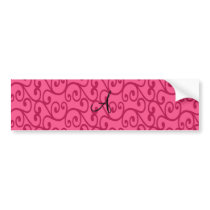 Monogram pink swirls bumper sticker