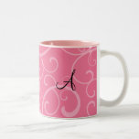 Monogram pink swirls mugs