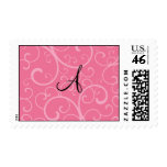 Monogram pink swirls stamps