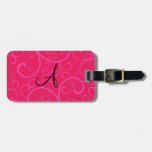 Monogram pink swirls tags for luggage