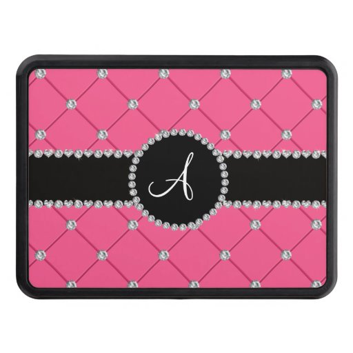 Monogram pink tuft diamonds tow hitch cover Zazzle