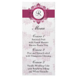 monogram pink wedding menu full color rack card