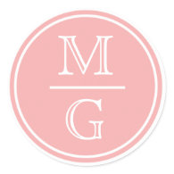 Monogram Pink Wedding Sticker