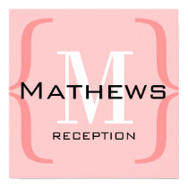 Monogram Pink White Wedding Reception Sign posters
