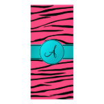 Monogram pink zebra stripes turquoise circle custom rack cards