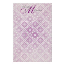 Monogram Plum Lace Wedding Stationery