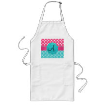 Monogram polka dots diamonds pink apron