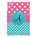 Monogram polka dots diamonds pink ipad mini cases