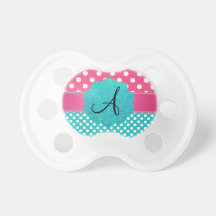 Monogram polka dots diamonds pink pacifier