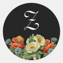 Monogram Poppies and Cornflowers Stickers stickers