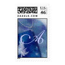 Monogram Postage - Blue Christmas