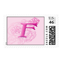 Monogram Postage - Floral Pink F postage