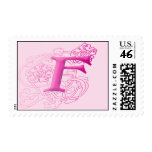 Monogram Postage - Floral Pink F