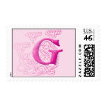 Monogram Postage - Floral Pink G