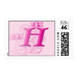 Monogram Postage - Floral Pink H