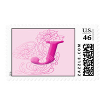 Monogram Postage - Floral Pink J postage