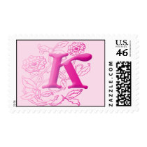 Monogram Postage - Floral Pink K postage