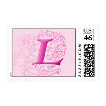 Monogram Postage - Floral Pink L postage