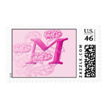 Monogram Postage - Floral Pink M postage