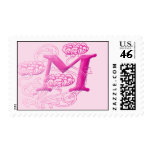 Monogram Postage - Floral Pink M