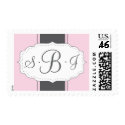 Monogram Postage in Pink and Gray postage