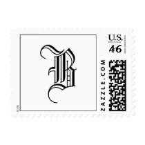Monogram Postage Letter B Old English Style Black