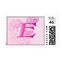 Monogram Postage - Pink Floral E postage
