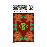 Monogram Postage with Gingerbread Men
