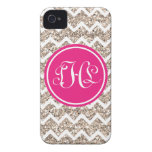 Monogram Preppy Chevron in Gold Glitter iPhone 4 Case-Mate Cases