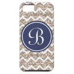 Monogram Preppy Chevron in Gold Glitter iPhone 5 Covers