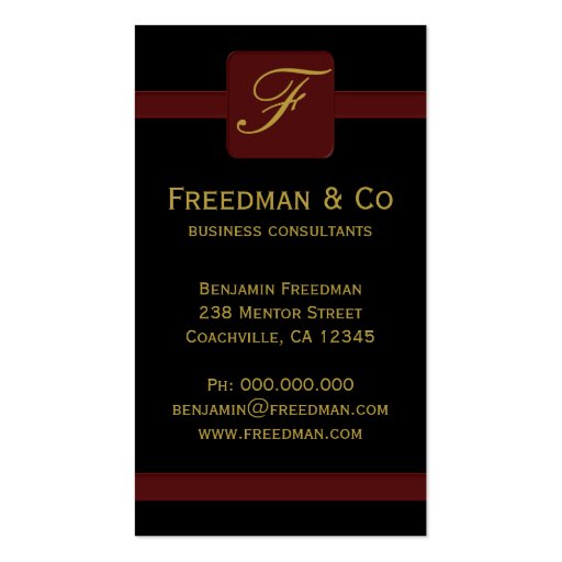 Monogram Professional Business Cards (front side)