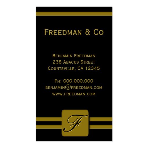 Monogram Professional Business Cards (front side)