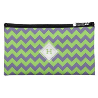 Monogram: Purple And Green Chevron Pattern Bag Cosmetic Bags