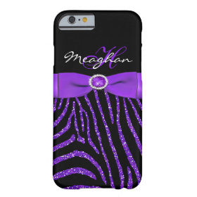 Monogram Purple, Black Glitter Zebra iPhone 6 case