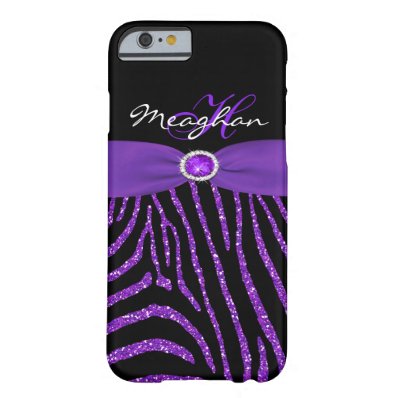 Monogram Purple, Black Glitter Zebra iPhone 6 case