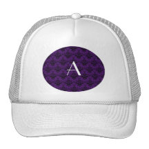 Monogram purple damask mesh hats