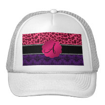 Monogram purple damask pink leopard hat
