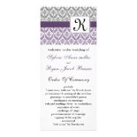 monogram purple damask Wedding program Personalized Rack Card
