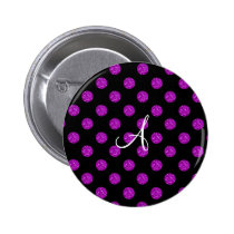 Monogram purple glitter polka dots pin