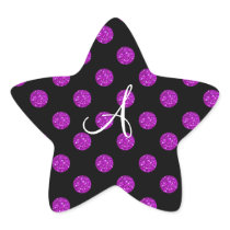 Monogram purple glitter polka dots star sticker
