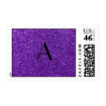 Monogram purple glitter stamp
