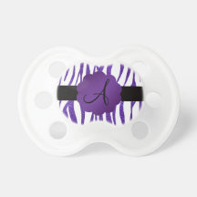 Monogram purple glitter stripes pacifier