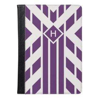 Monogram Purple, Grey Geometric Stripes iPad Air 2