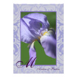 Monogram Purple Iris Damask Wedding Invitation