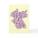 MONOGRAM PURPLE K GREETING CARDS