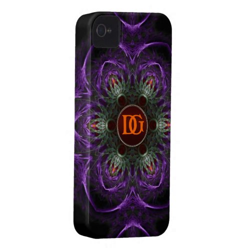 Monogram Purple Medieval Floral iPhone 4 casematecase