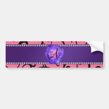 Monogram purple rose pink swirls bumper stickers
