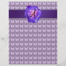 Monogram purple roses butterflies flyer